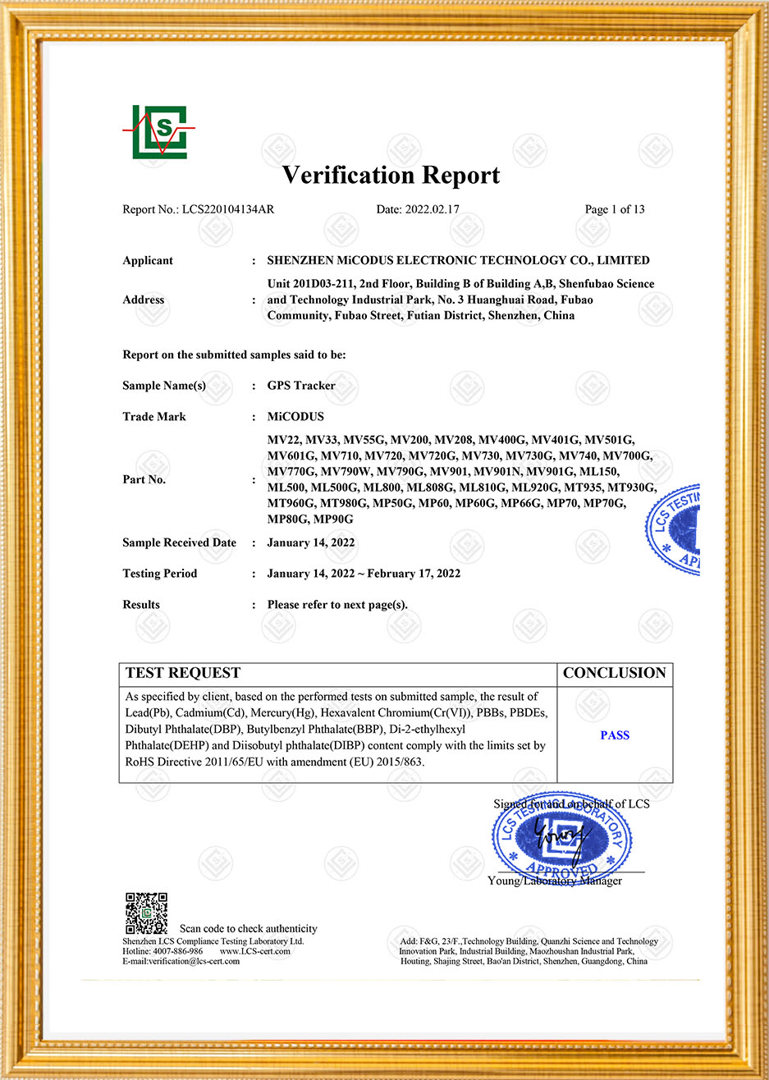 Certification RoHS